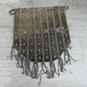 Antique Drawstring Micro Bead Fringe Small Purse